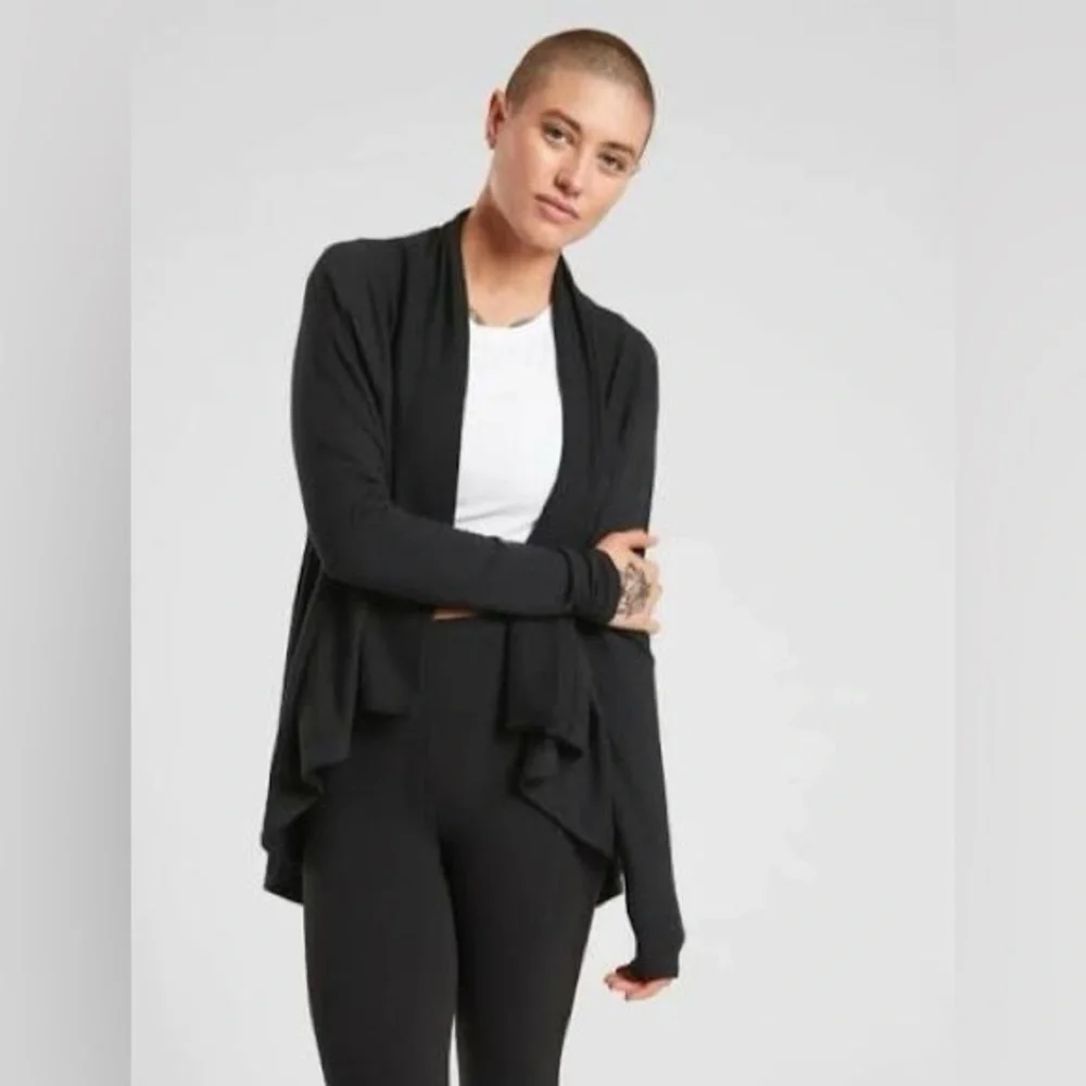 Athleta Nirvana Wear Two Ways Wrap, Black SZ XS #416969 yoga ballet workout - Picture 1 of 6